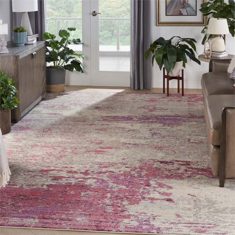 Nourison Celestial 10' x 14' Ivory/Pink Modern Indoor Rug Polypropylene