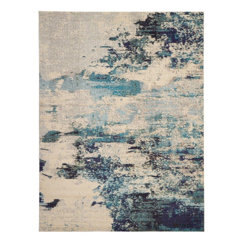 Nourison Celestial 10' x 14' Blue and White Fabric Modern Area Rug (10' x 14')