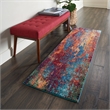 Nourison Celestial 6' Runner Blue and Red Fabric Modern Area Rug (6' Runner)