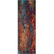 Nourison Celestial 6' Runner Blue and Red Fabric Modern Area Rug (6' Runner)