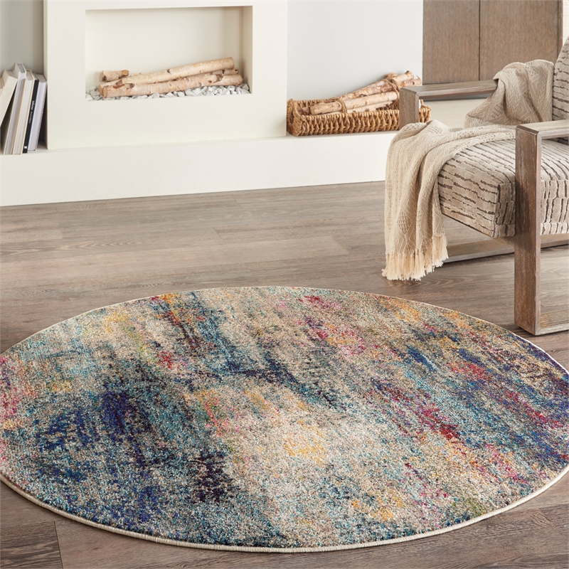 Nourison Celestial 4' x round Multicolor Modern Indoor Rug