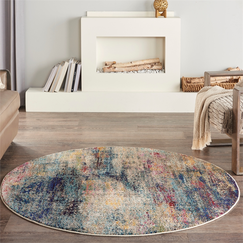 Nourison Celestial 4' x round Multicolor Modern Indoor Rug
