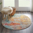 Nourison Celestial 4' x Round Multicolor Fabric Modern Area Rug (4' Round)