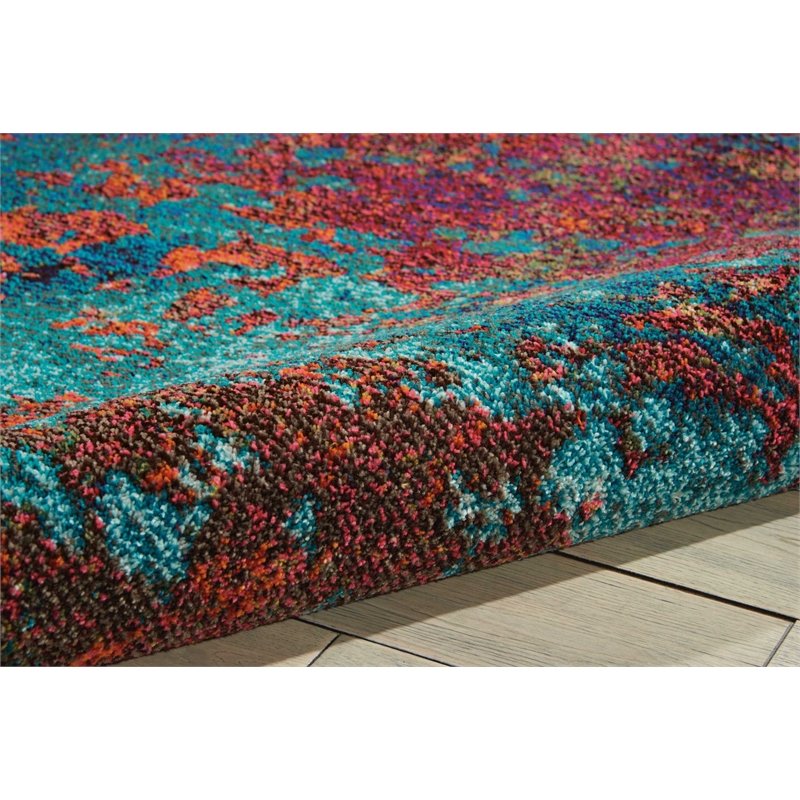 Nourison Celestial 5' x 7' Blue and Red Fabric Modern Area Rug (5' x 7')