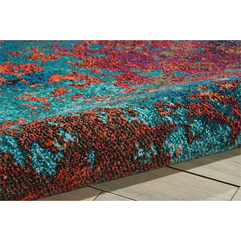 Nourison Celestial 5' x 7' Blue and Red Fabric Modern Area Rug (5' x 7')