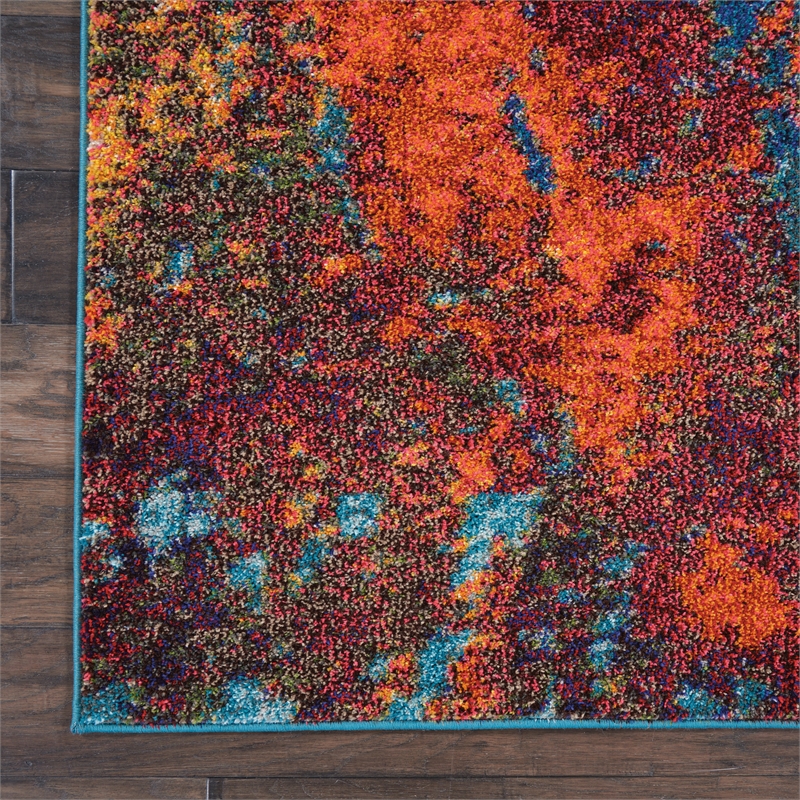 Nourison Celestial 5' x 7' Blue and Red Fabric Modern Area Rug (5' x 7')