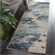 Nourison Celestial 6' Runner Blue and White Fabric Modern Area Rug (6' Runner)