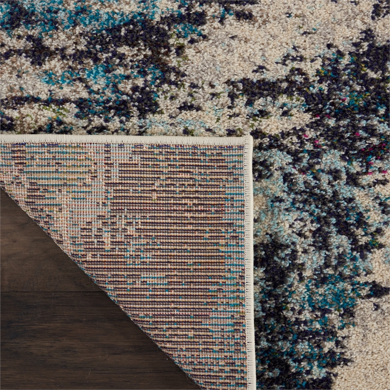 Nourison Celestial 6' Runner Blue and White Fabric Modern Area Rug (6' Runner)