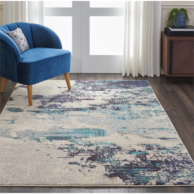 Nourison Celestial 5' x 7' Blue and White Fabric Modern Area Rug (5' x 7')