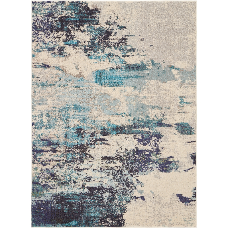 Nourison Celestial 5' x 7' Blue and White Fabric Modern Area Rug (5' x 7')