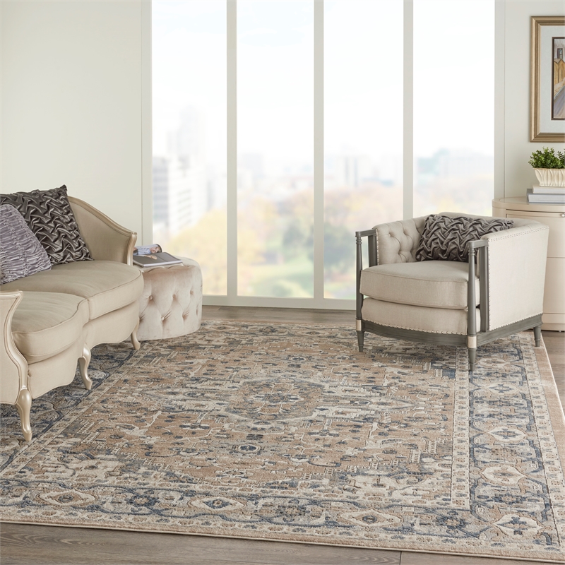 Nourison Concerto 10' x 14' Beige Gray Fabric Farmhouse Area Rug (10' x 14')