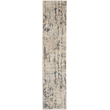 Nourison Concerto 10' Runner Beige Gray Fabric Modern Area Rug (10' Runner)