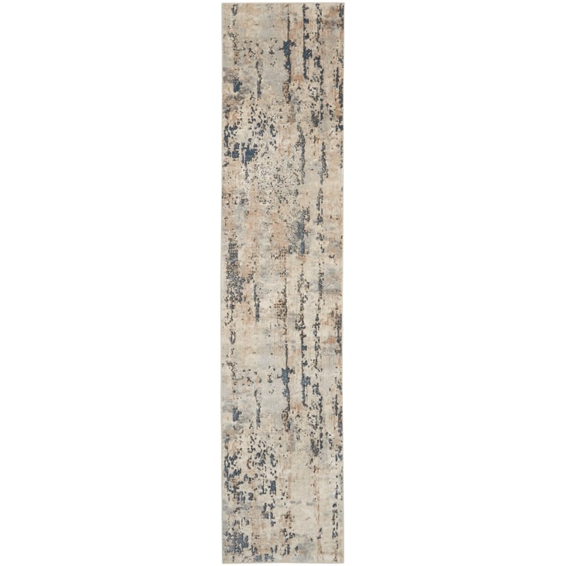 Nourison Concerto 10' Runner Beige Gray Fabric Modern Area Rug (10' Runner)