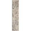 Nourison Concerto 10' Runner Beige Gray Fabric Modern Area Rug (10' Runner)
