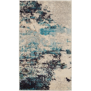 nourison celestial 2' x 4' blue and white fabric modern area rug (2' x 4')