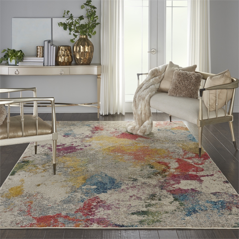 Nourison Celestial 6' x 9' Ivory/Multicolor Modern Indoor Rug Polypropylene