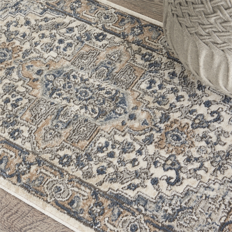 Nourison Concerto 2' x 4' Ivory Gray Fabric Farmhouse Area Rug (2' x 4')