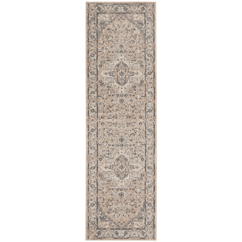 Nourison Concerto 8' Runner Beige Gray Fabric Farmhouse Area Rug (8' Runner)