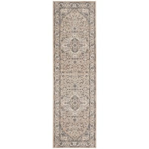 Nourison Concerto 8' Runner Beige Gray Fabric Farmhouse Area Rug (8' Runner)