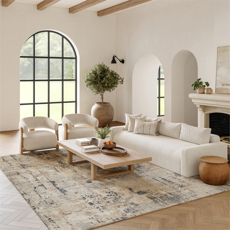 nourison concerto 9' x 12' beige gray fabric modern area rug (9' x 12')
