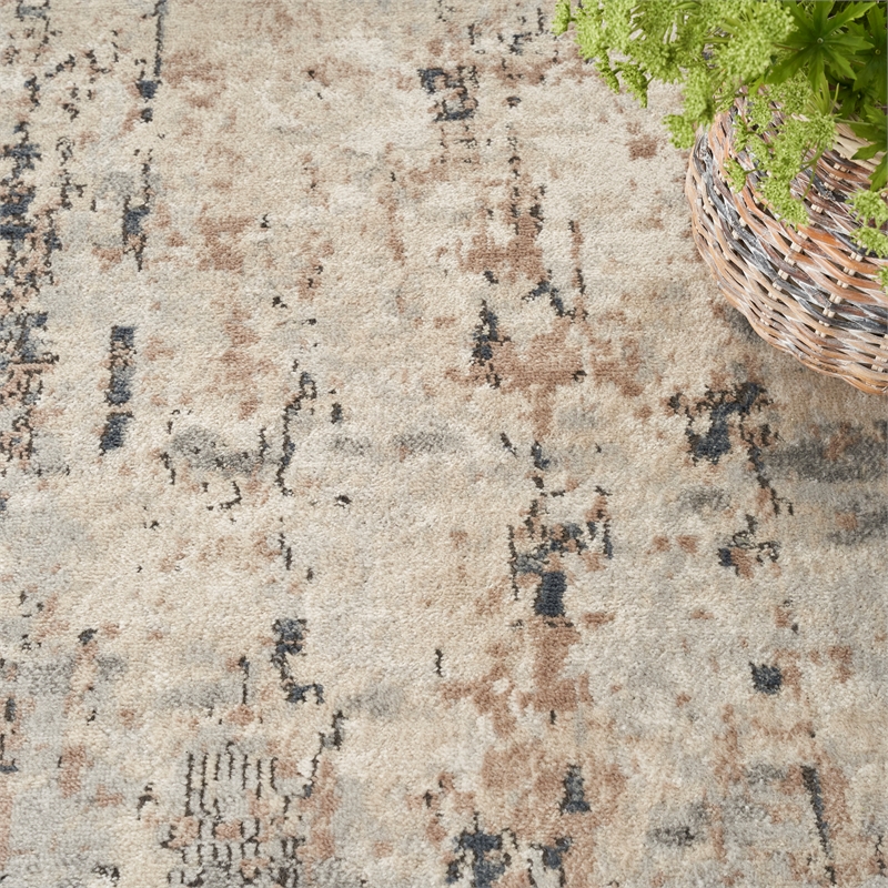 nourison concerto 9' x 12' beige gray fabric modern area rug (9' x 12')