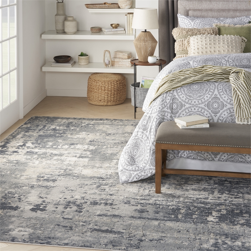 nourison concerto 8'10&quot x 11'10&quot grey/beige modern indoor rug