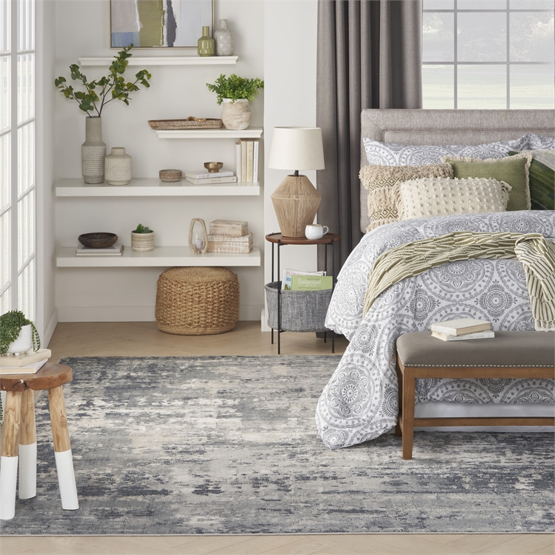 nourison concerto 8'10&quot x 11'10&quot grey/beige modern indoor rug