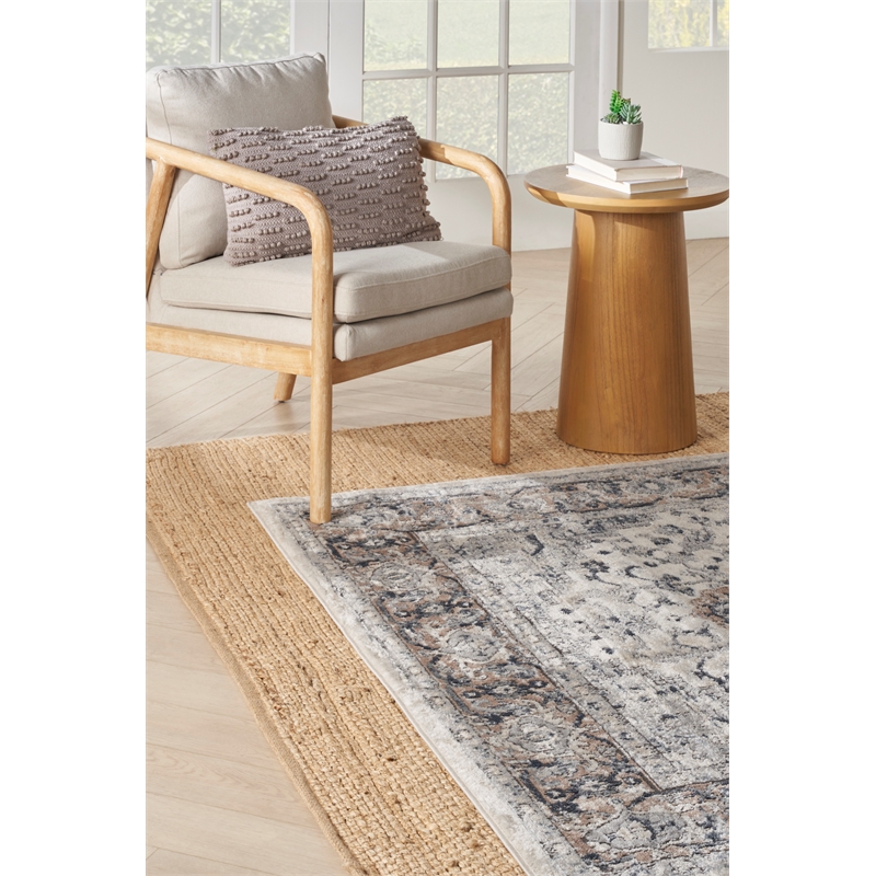 Nourison Concerto 9' x 12' Ivory Gray Fabric Farmhouse Area Rug (9' x 12')