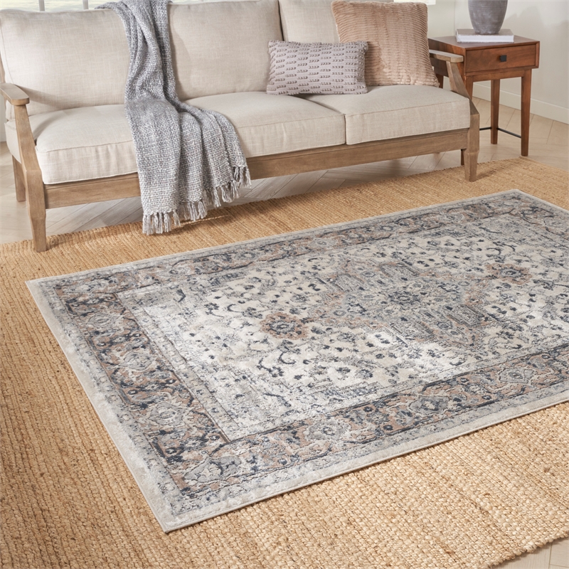 Nourison Concerto 9' x 12' Ivory Gray Fabric Farmhouse Area Rug (9' x 12')