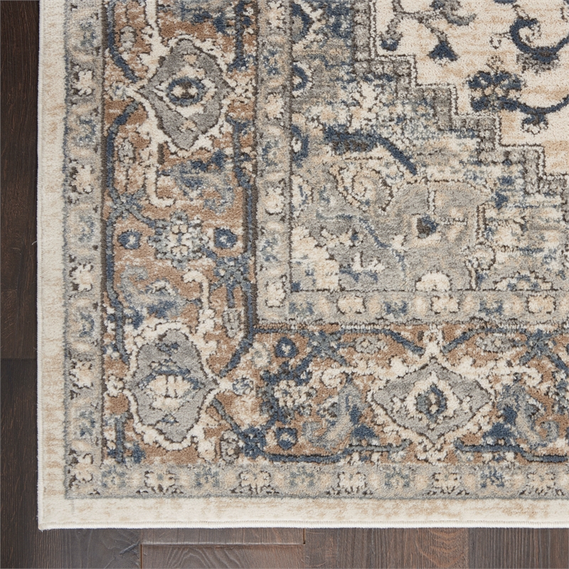 Nourison Concerto 9' x 12' Ivory Gray Fabric Farmhouse Area Rug (9' x 12')