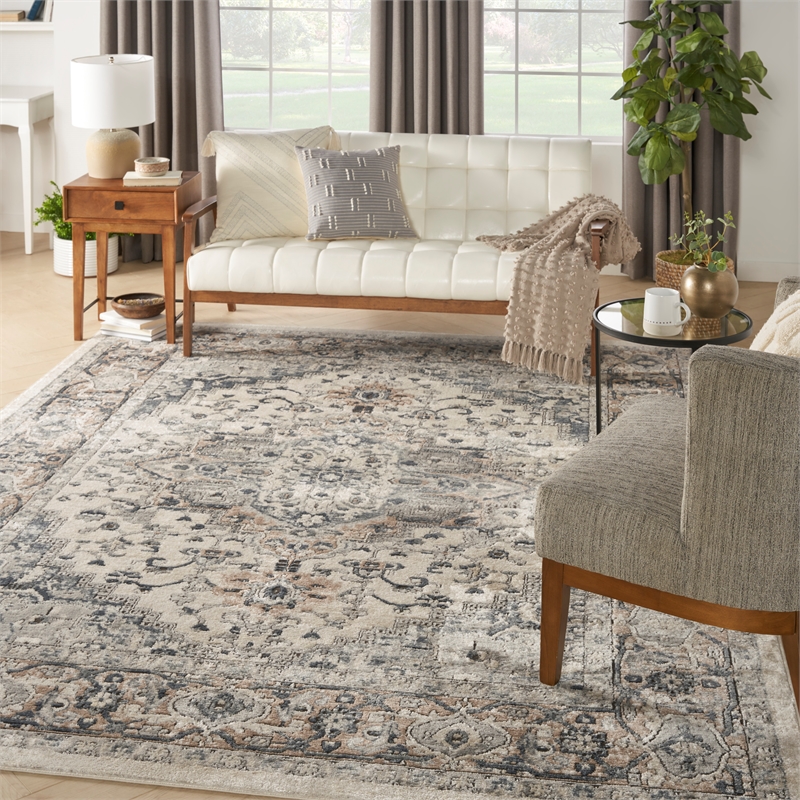 Nourison Concerto 9' x 12' Ivory Gray Fabric Farmhouse Area Rug (9' x 12')