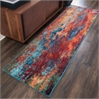 Nourison Celestial 8' Runner Blue and Red Fabric Modern Area Rug (8' Runner)