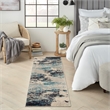 Nourison Celestial 8' Runner Blue and White Fabric Modern Area Rug (8' Runner)