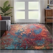 Nourison Celestial 8' x 11' Blue and Red Fabric Modern Area Rug (8' x 11')