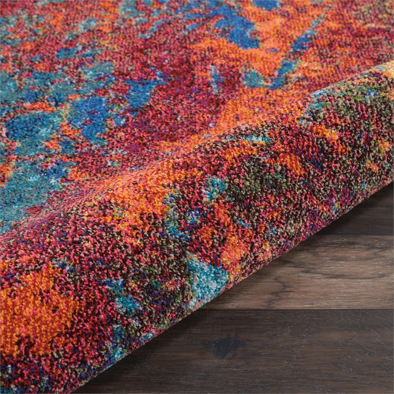 Nourison Celestial 8' x 11' Blue and Red Fabric Modern Area Rug (8' x 11')