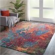 Nourison Celestial 8' x 11' Blue and Red Fabric Modern Area Rug (8' x 11')