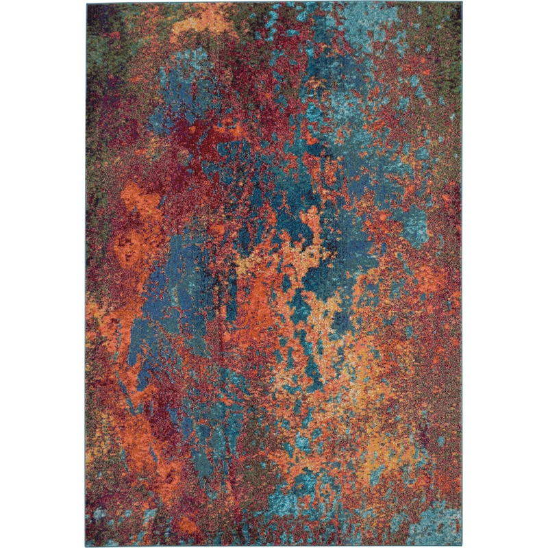Nourison Celestial 8' x 11' Blue and Red Fabric Modern Area Rug (8' x 11')