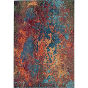 Nourison Celestial 8' x 11' Blue and Red Fabric Modern Area Rug (8' x 11')