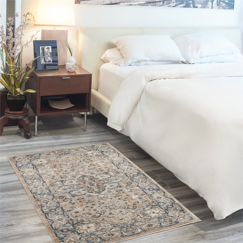 Nourison Concerto 3' x 5' Beige Gray Fabric Farmhouse Area Rug (3' x 5')