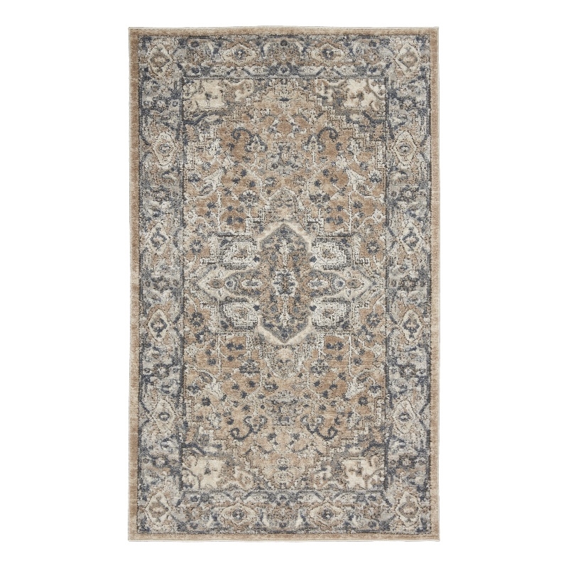 Nourison Concerto 3' x 5' Beige Gray Fabric Farmhouse Area Rug (3' x 5')