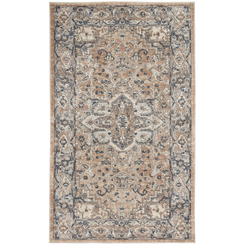 Nourison Concerto 3' x 5' Beige Gray Fabric Farmhouse Area Rug (3' x 5')