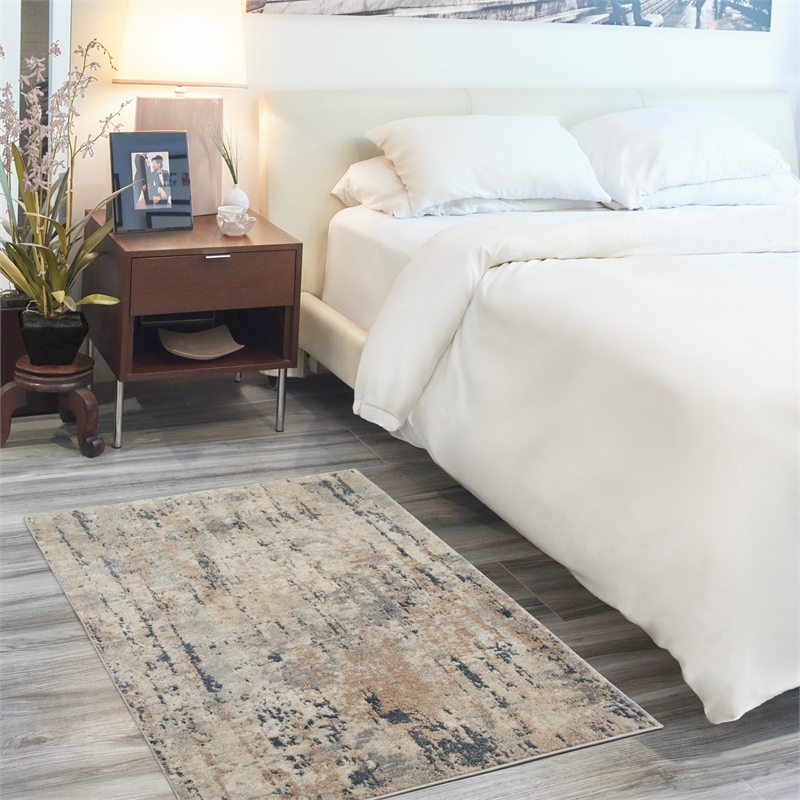 Nourison Concerto 3' x 5' Beige Gray Fabric Modern Area Rug (3' x 5')
