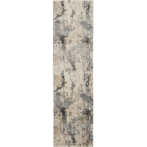 Nourison Fusion 2'2&quot x 7'6&quot Cream Grey Modern Indoor Rug