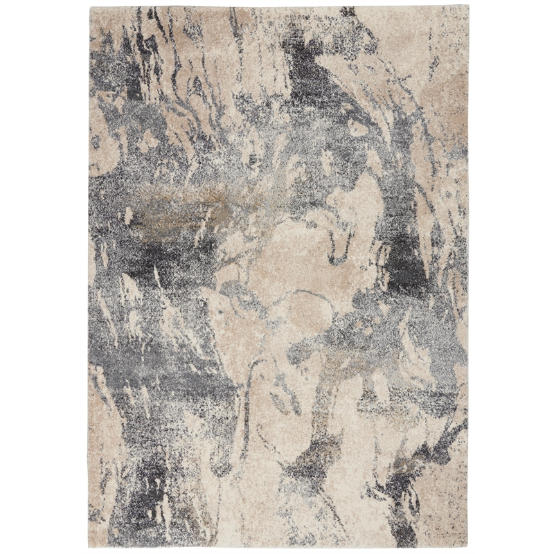 Nourison Fusion 4' x 6' Cream Grey Modern Indoor Rug