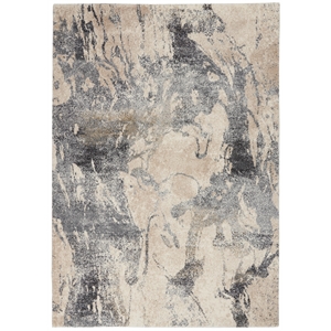 Nourison Fusion 4' x 6' Cream Grey Modern Indoor Rug