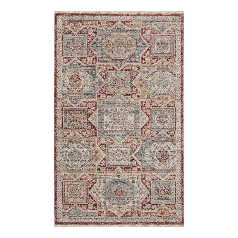 Nourison Enchanting Home 3' x 5' Blue/Brick Farmhouse & Country Indoor Rug