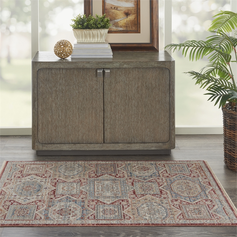 Nourison Enchanting Home 3' x 5' Blue/Brick Farmhouse & Country Indoor Rug