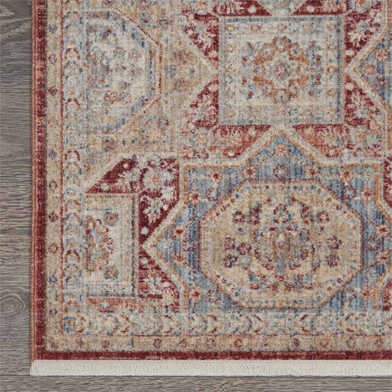 Nourison Enchanting Home 3' x 5' Blue/Brick Farmhouse & Country Indoor Rug