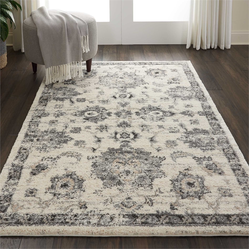 Nourison Fusion 4' x 6' Cream/Grey Vintage Indoor Rug