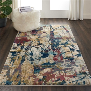 Nourison Fusion 4' x 6' Cream/Multicolor Painterly Indoor Rug